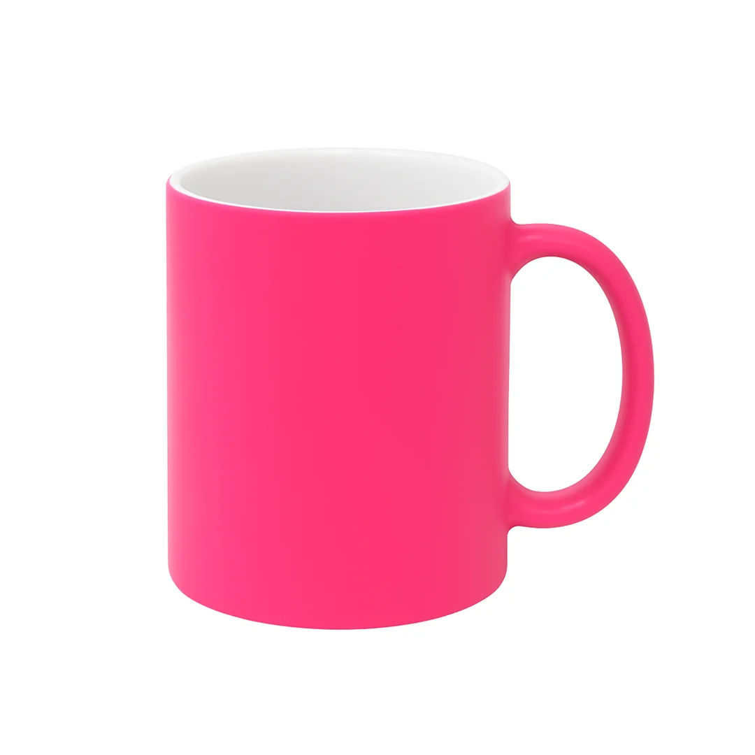 Taza de Cerámica Rosa Flúor Mate | 11 Oz