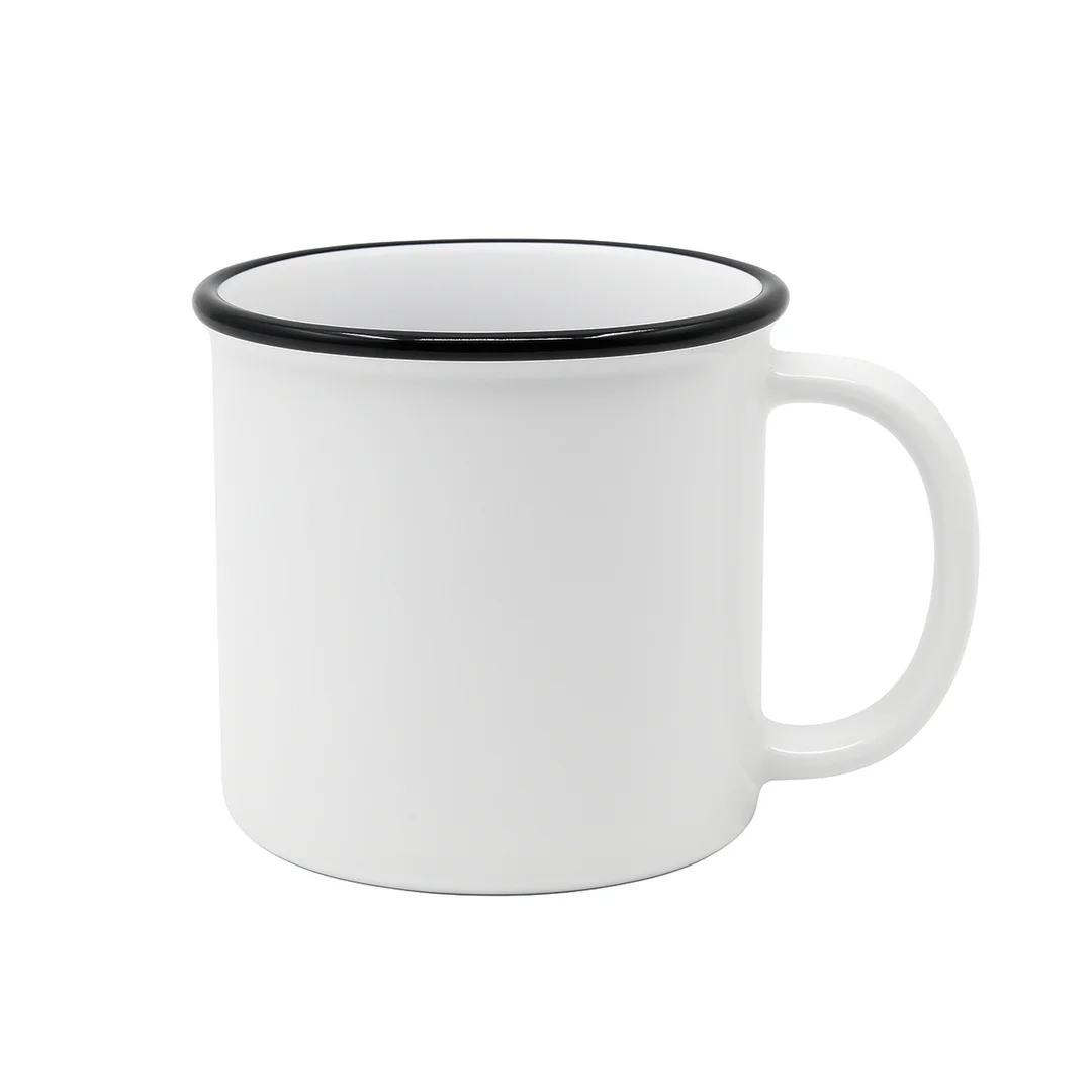 Taza de Cerámica con Borde Negro | 11 Oz