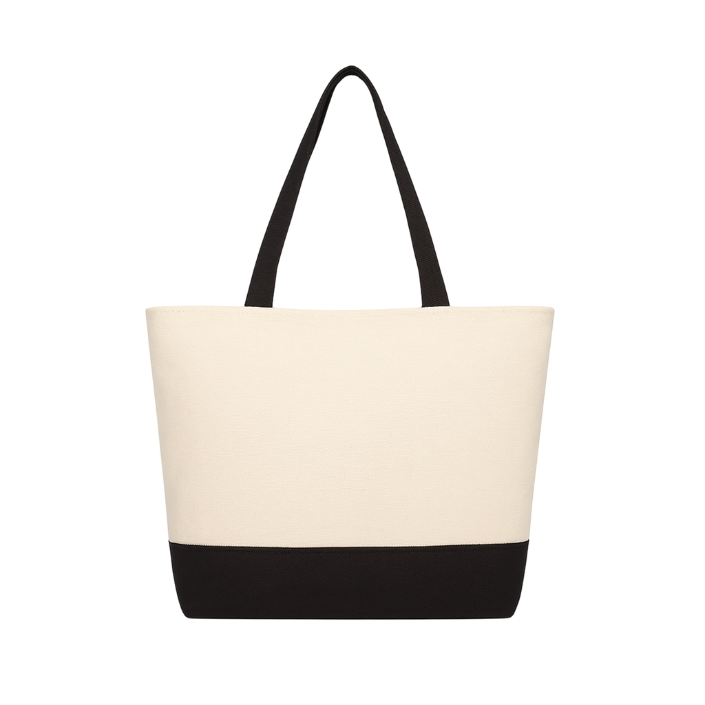 Tote Bag de Lino con Asas y Base Negra