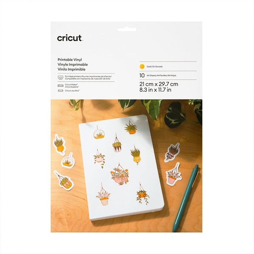 [014017] Cricut Vinilo Imprimible (10 hojas A4) (Oro)