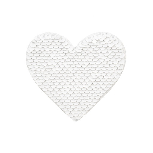 [007598] Parche de lentejuelas corazón (Blanco)