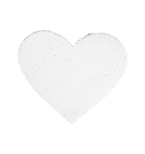 [007598] Parche de lentejuelas corazón (Blanco)