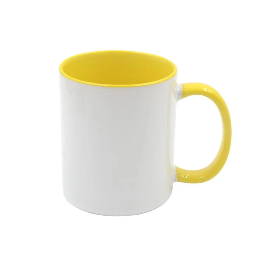 Taza cerámica con interior y asa de color