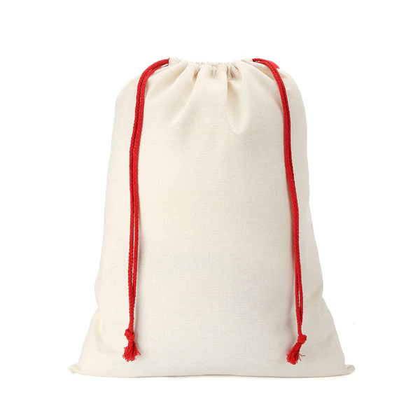 Saco de Navidad de Lino con Cordón Rojo
