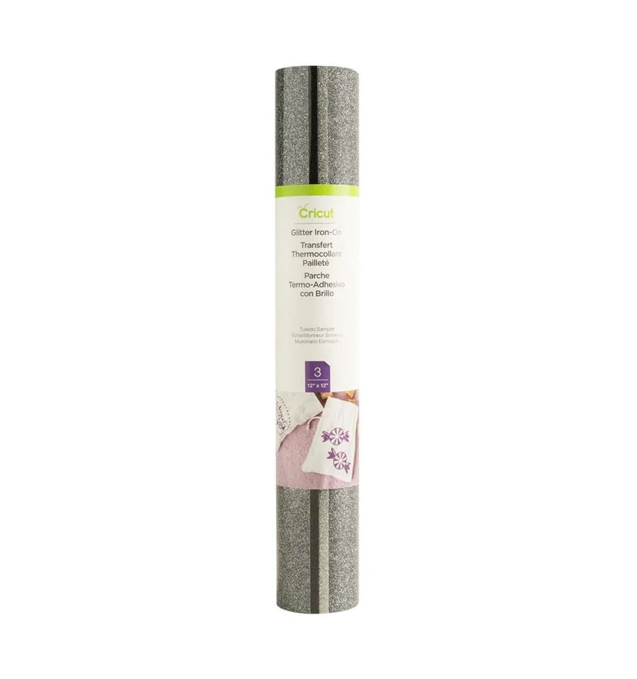 [009196] Cricut Vinilo Glitter Iron-In Tuxedo | 30,5 x 30,5 cm