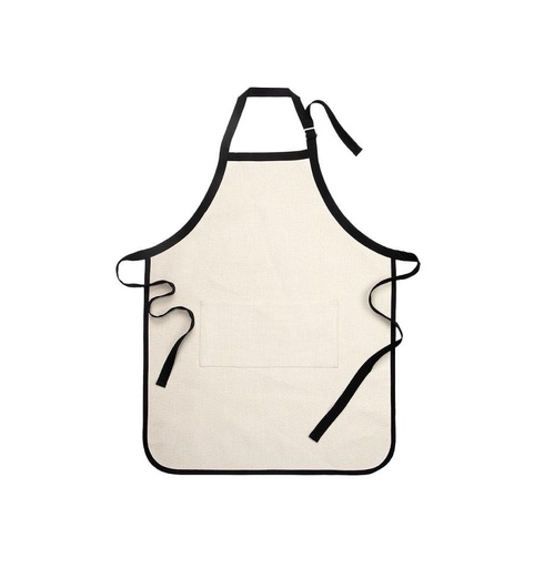 [012685] Delantal adulto lino con borde negro 80x64 cm