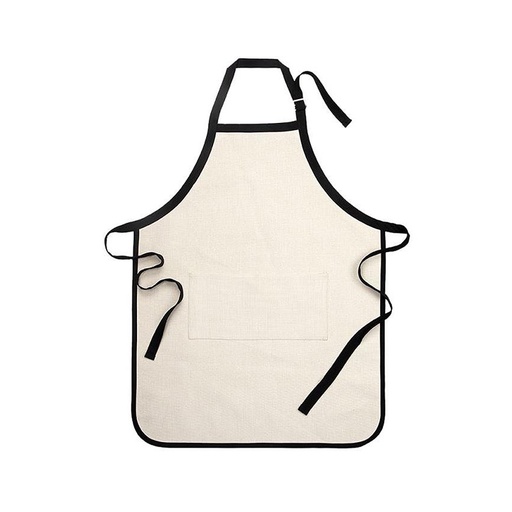 [012685] Delantal de Adulto de Lino y Borde Negro 80x64cm