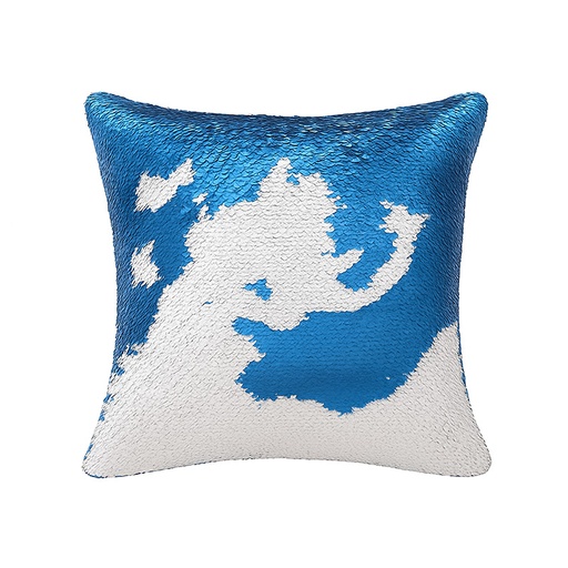 [006601] Funda cojin lentejuelas doble cara azul 40x40