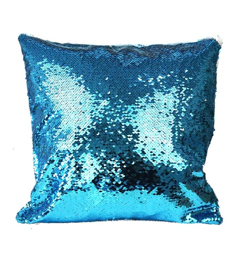 [006601] Funda cojin lentejuelas doble cara azul 40x40