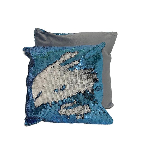 [008964] Funda cojín lentejuelas azul 40x40