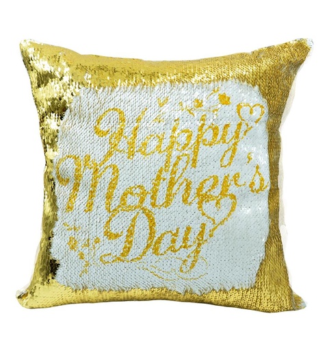 [008962] Funda cojín lentejuelas oro 40x40