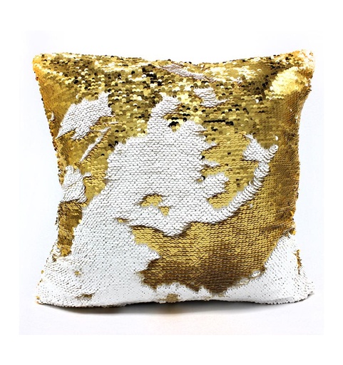 [004850] Funda cojín lentejuelas oro 40x40 cm