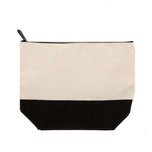 [014083] Neceser de lino con base negra sublimable, 18,5 x 24 cm