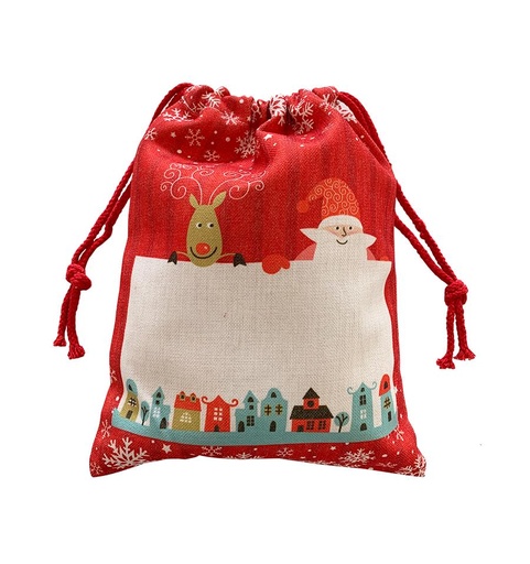 [008479] Saco navidad lino 30x40 sublimación patrón rojo