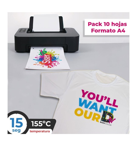 [013134] Siser EasyColor Pack 10 hojas Formato A4