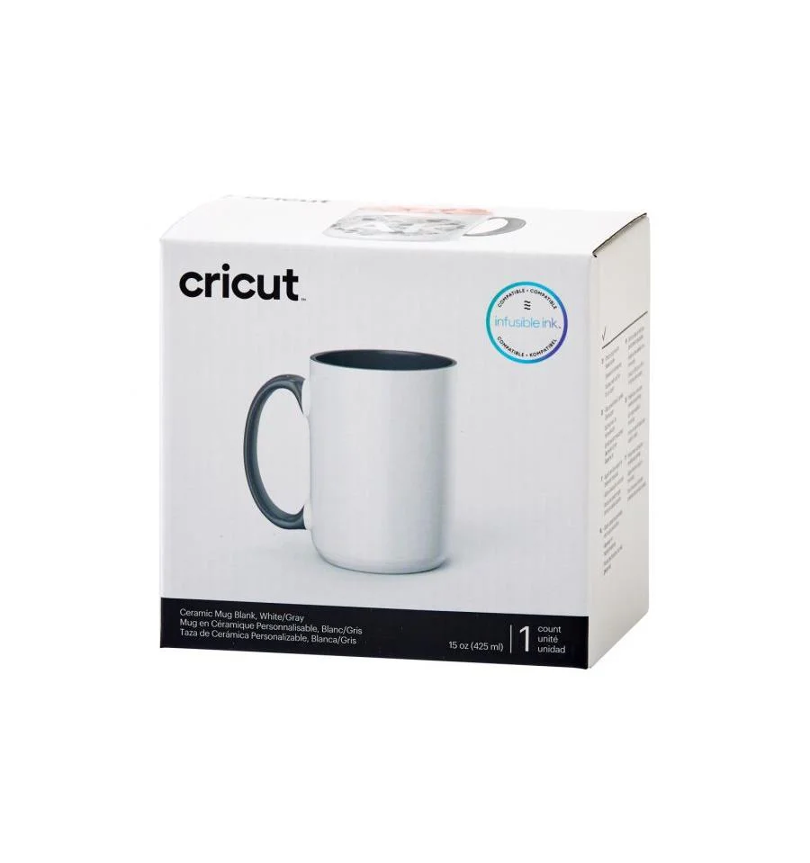 Taza Cerámica Cricut Blanca y Gris | 425 ml