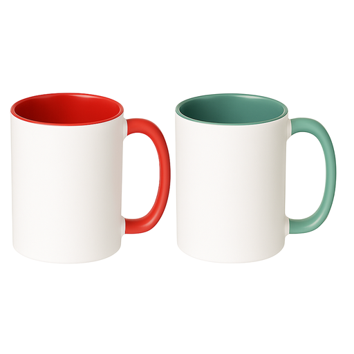 Taza cerámica con interior y asa de color