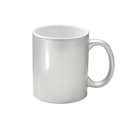 [013013] Taza de Cerámica Plateada Efecto Perlado 11oz
