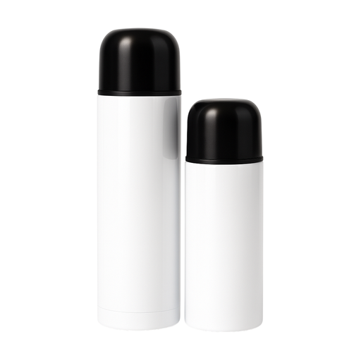 Termo de Aluminio Blanco con Tapa Negra 