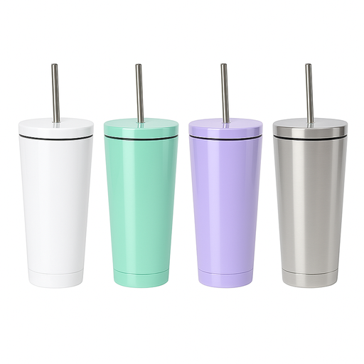 Vaso con pajita de acero inox 450ml