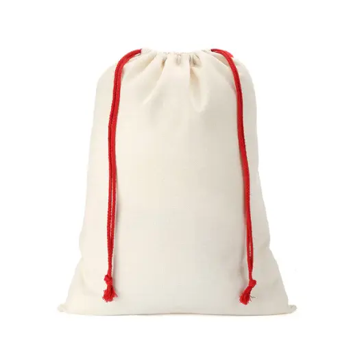[008559] Saco de Navidad de Lino con Cordón Rojo